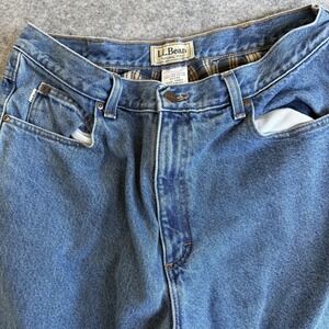 LL Bean Jeans Men (32X33) 35x34 Flannel Lined Workwear Denim Plaid Lining STAINS